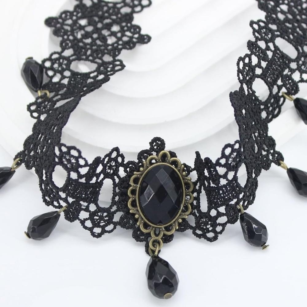 Black Lace Choker Necklace - Picture 3 of 7